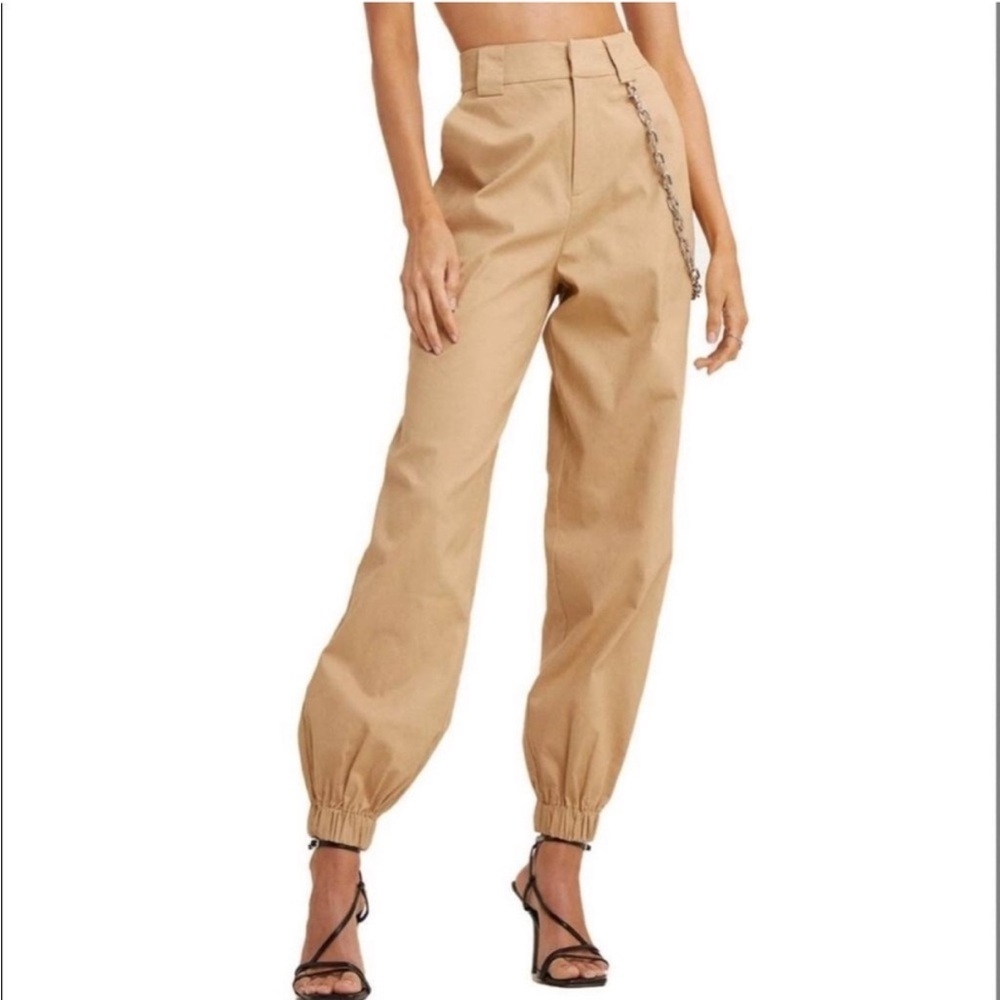 I Am Gia High Rise Cobain‎ Cargo Pants Cuffed Ankle Size XS Tan Brown Cream